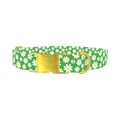 Green Daisy Meadow Dog Collar - metal gold