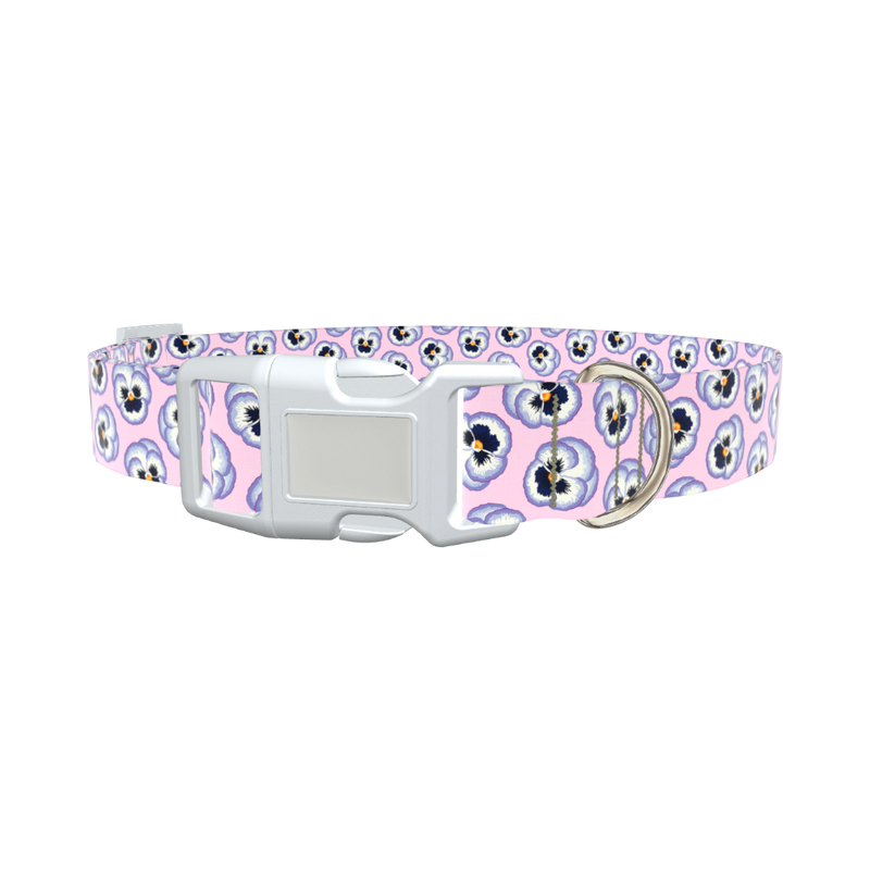 Floral Pansy Dog Collar - plastic gold