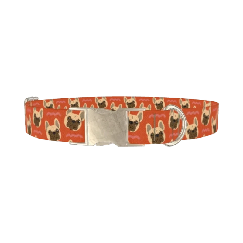 French Bulldog Dog Collar - metal silver