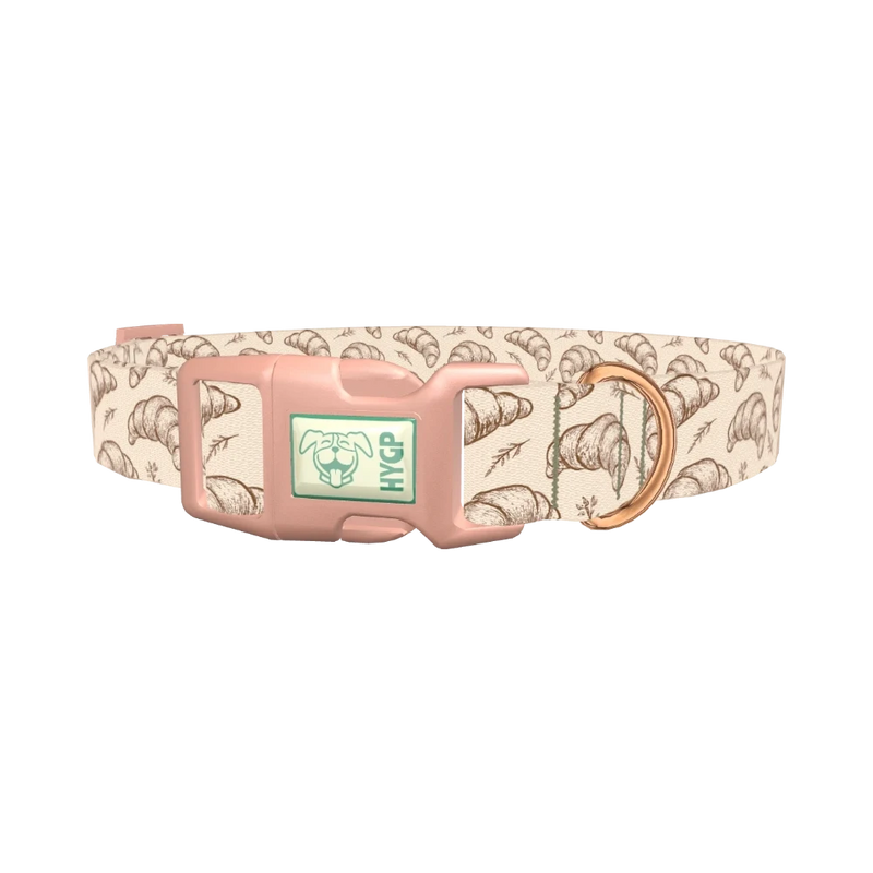 Beige Croissant Leaf Dog Collar - plastic rose gold