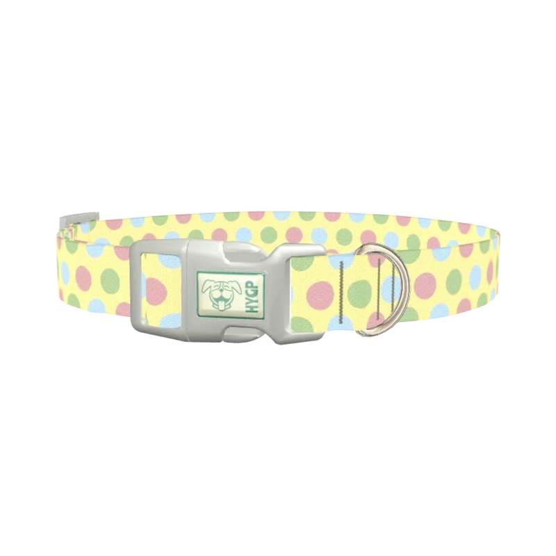 Pastel Polka Dot Pattern Dog Collar - plastic silver