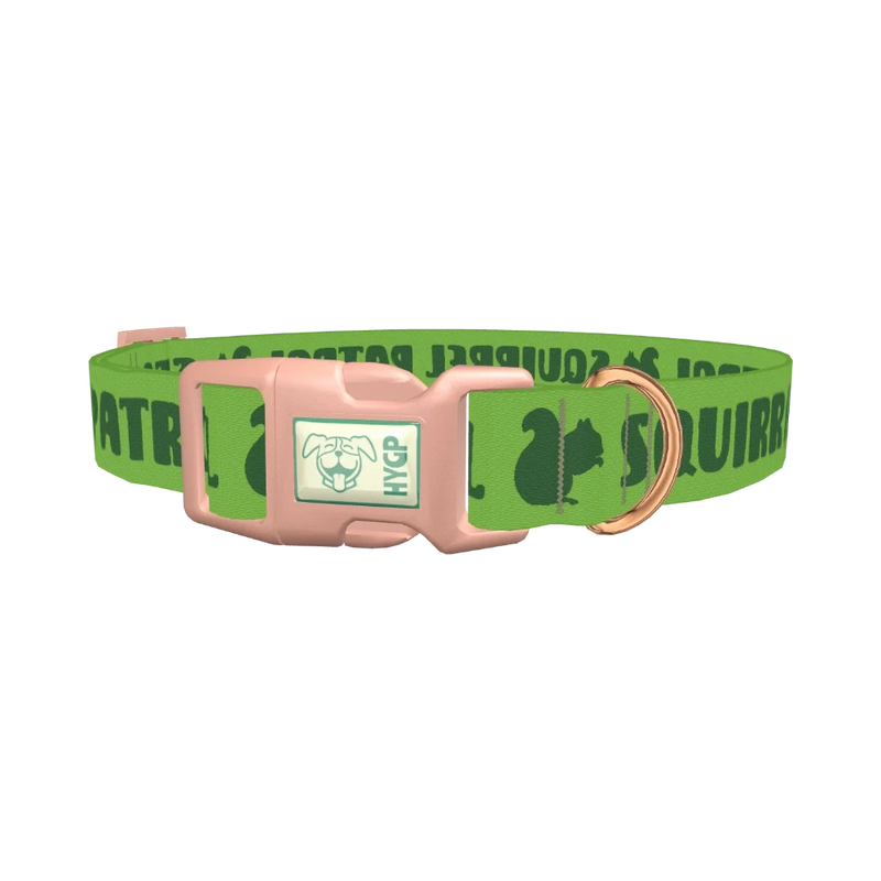 Squirrel Patrol Dog Collar - plastic rose gold