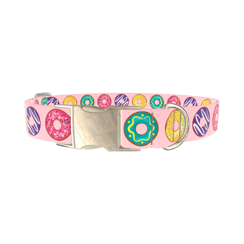 Colorful Donut Pattern Dog Collar - metal silver