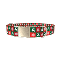 Christmas Plaid Deer Dog Collar - metal silver