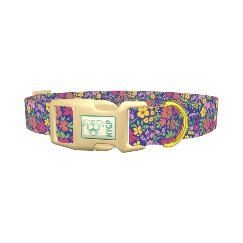 Floral Ditsy Dog Collar - plastic gold