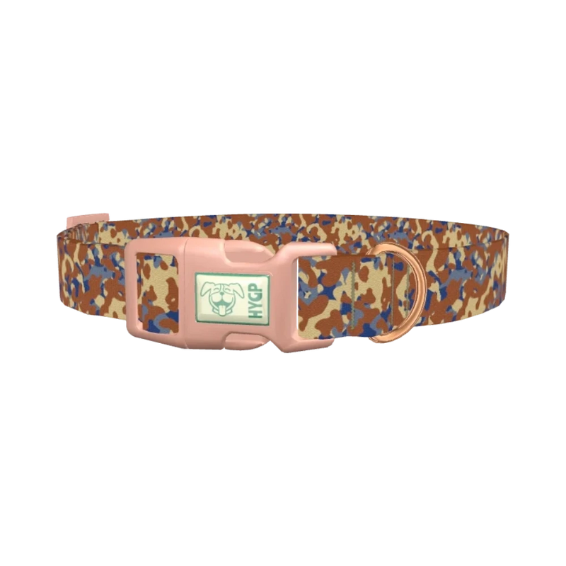 Brown Blue Camo Dog Collar - plastic rose gold