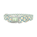 Grey Daisy Pattern Dog Collar - plastic silver