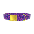 Purple Tie-Dye Dog Collar - metal rose gold