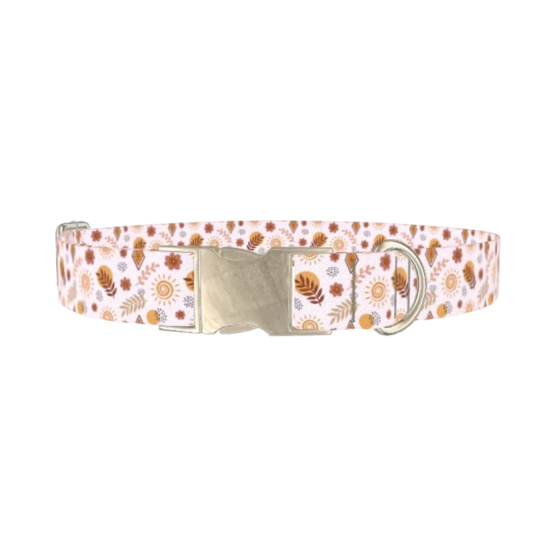 Bohemian Floral Dog Collar - metal silver