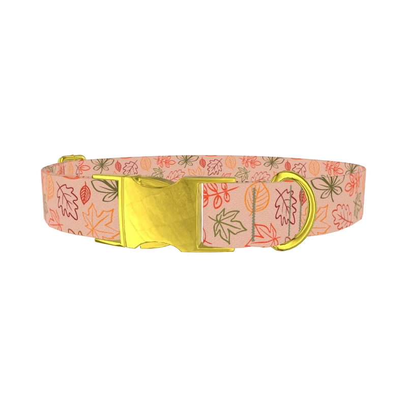 Autumn Leaves Dog Collar - metal gold