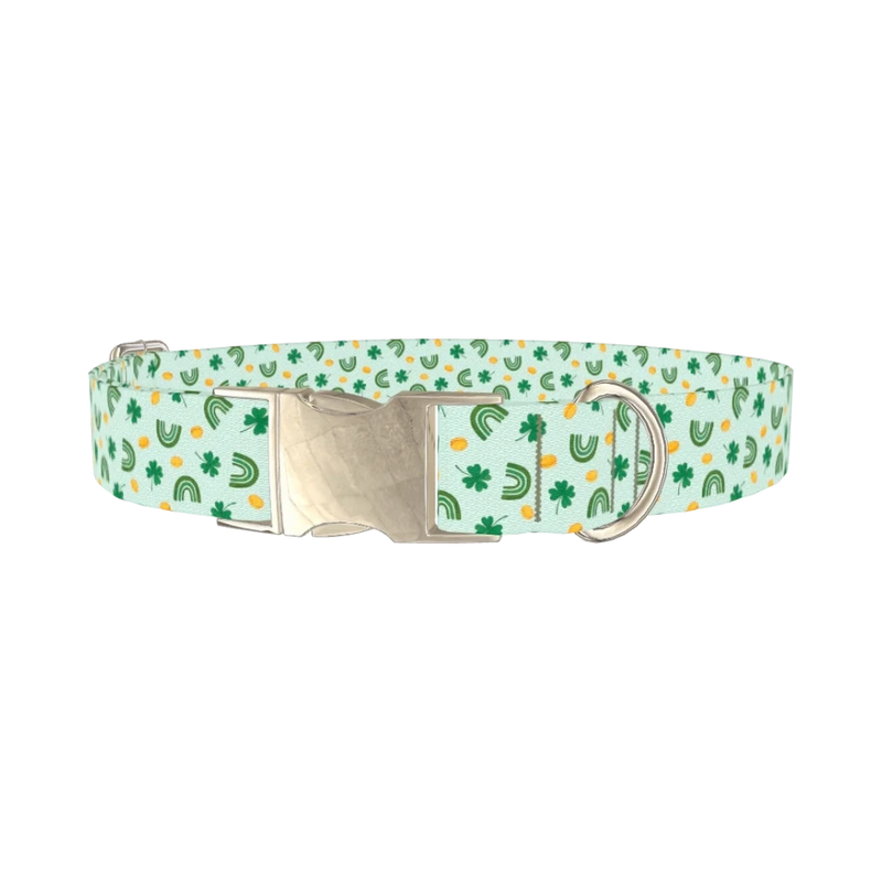 St. Patrick's Day Rainbow Dog Collar - metal silver