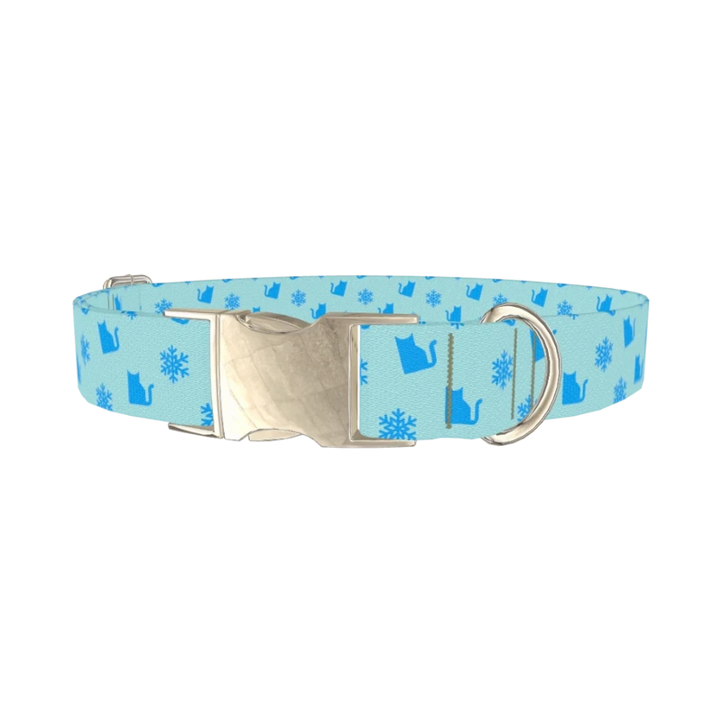 Winter Cat Dog Collar - metal silver