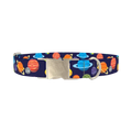 Space Planets Dog Collar - metal silver