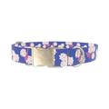 Blue Hydrangea Pattern Dog Collar - metal silver