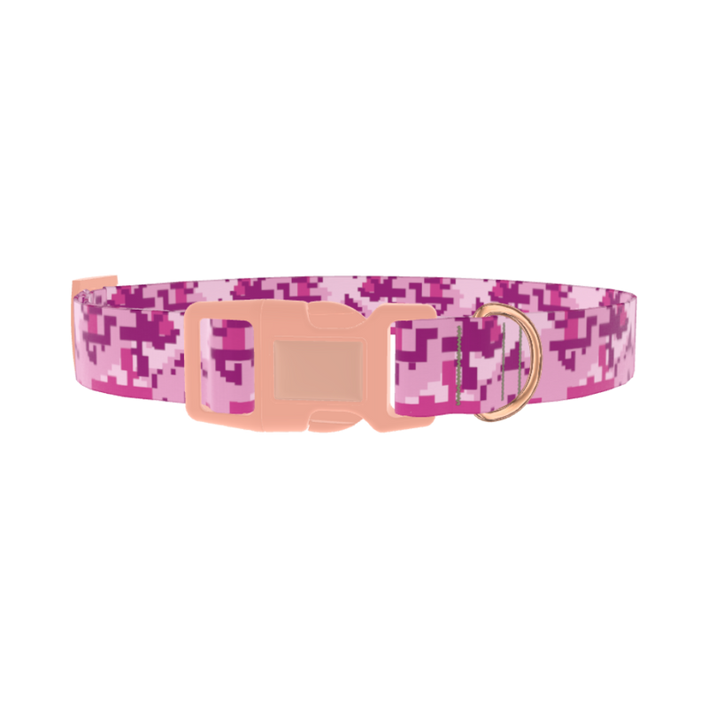 Pink Digital Camo Dog Collar - plastic rose gold
