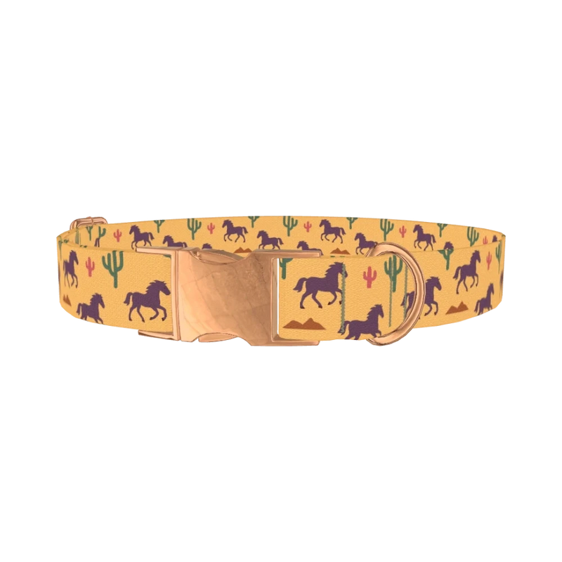 Western Desert Horse Dog Collar - metal rose gold