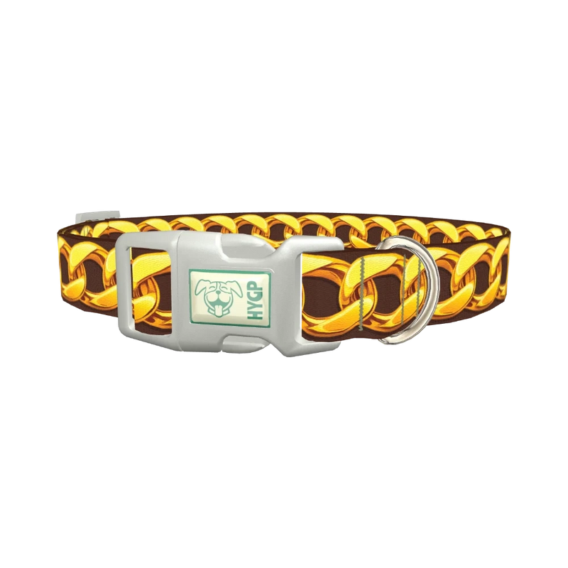 Golden Chain Pattern Dog Collar - plastic silver