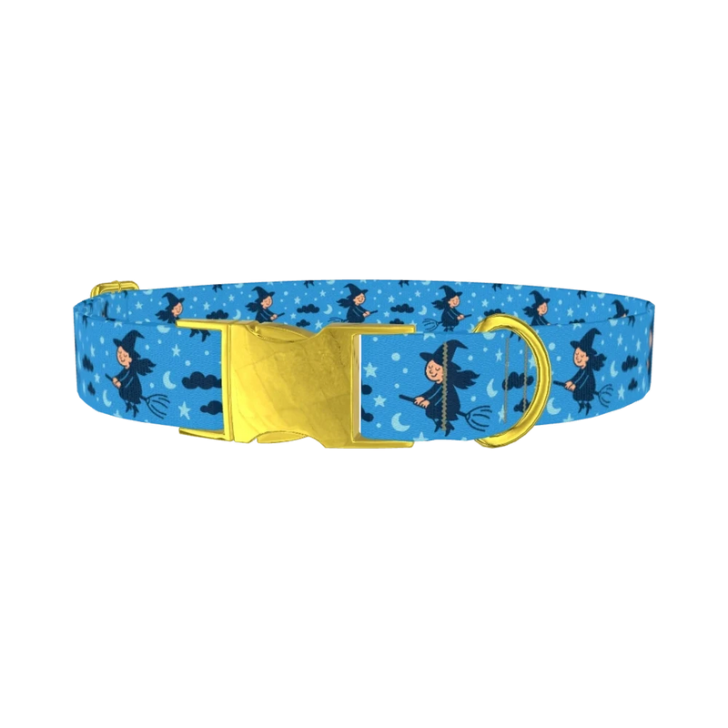Blue Witch Sky Dog Collar - metal gold