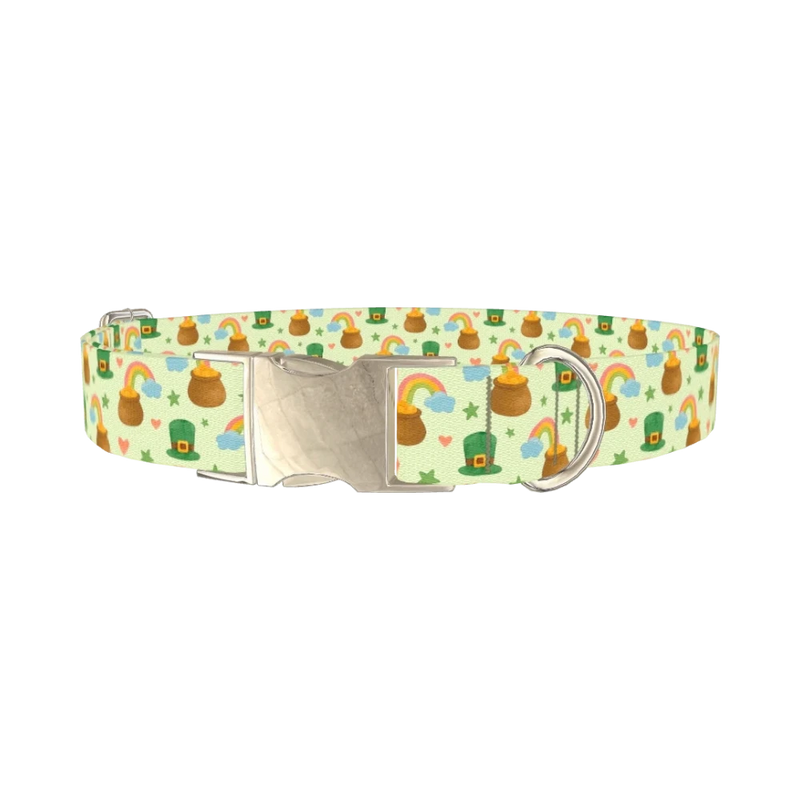 St. Patrick's Day Dog Collar - metal silver
