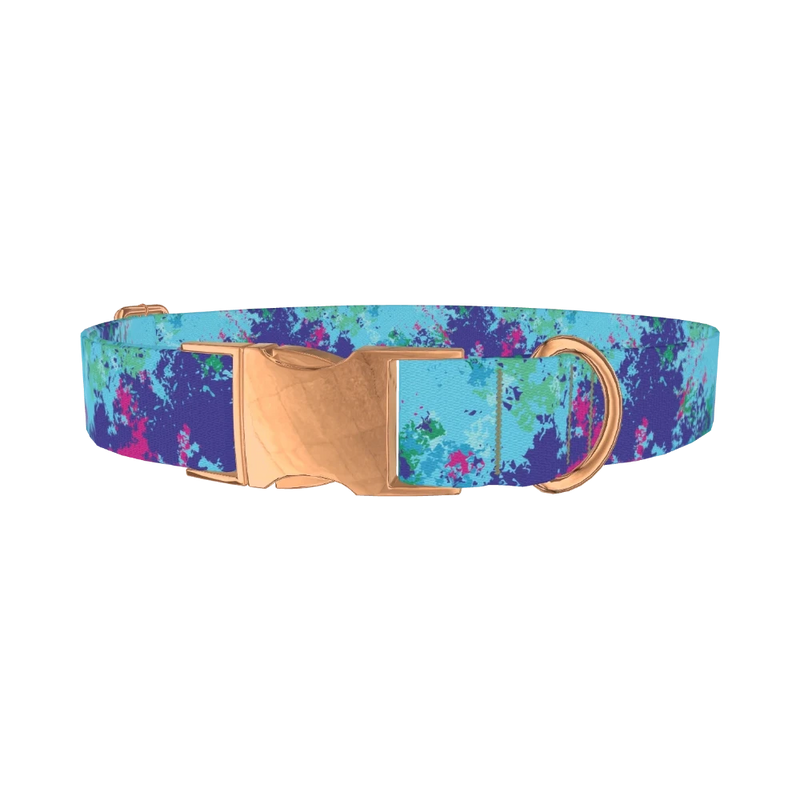 Abstract Paint Dog Collar - metal rose gold