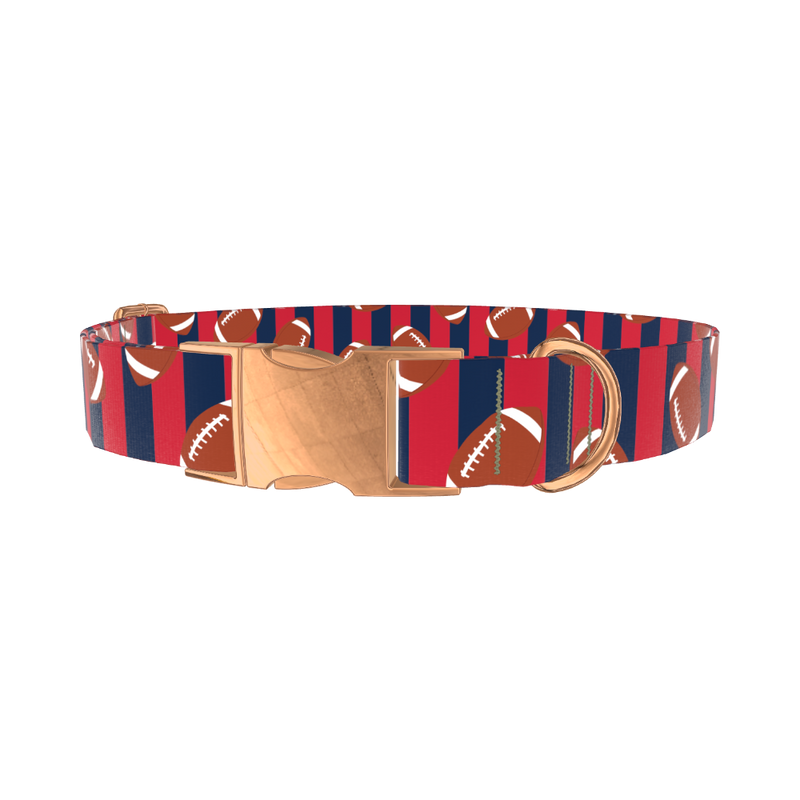 Patriotic Football Dog Collar - metal rose gold
