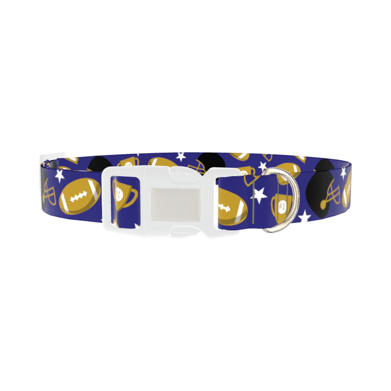 Purple Football Trophy Dog Collar - plastic silver