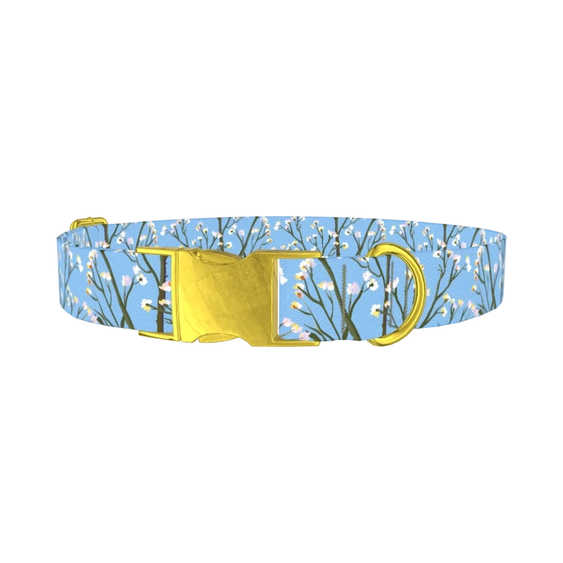 Floral Branches Dog Collar - metal gold