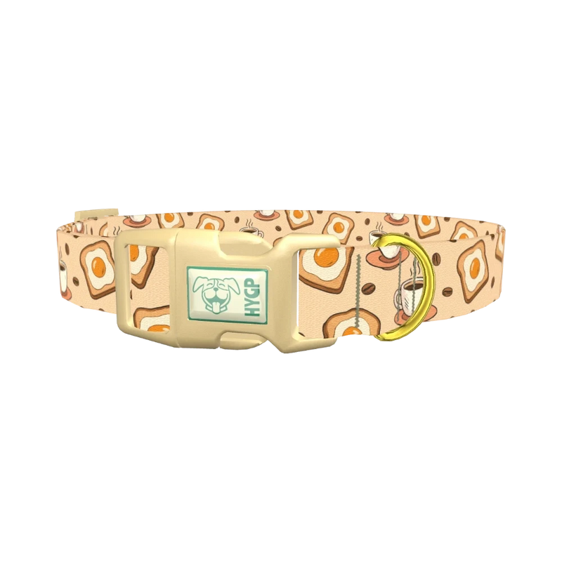 Breakfast Coffee Dog Collar - plastic gold