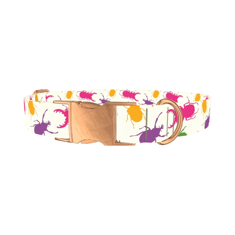 Colorful Beetle Dog Collar - metal rose gold