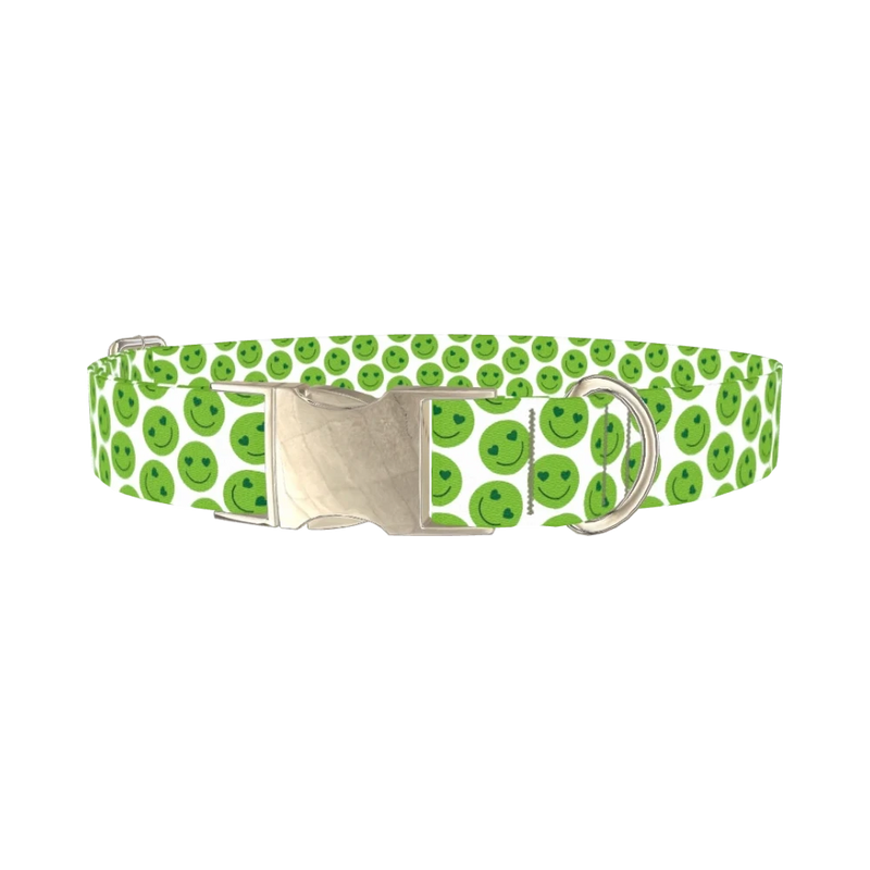 Smiley Face Dog Collar - metal silver