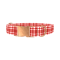 Red Plaid Dog Collar - metal rose gold