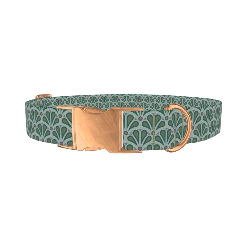 Art Deco Fan Dog Collar - metal rose gold