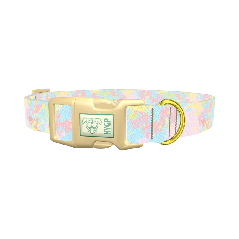 Abstract Pastel Dog Collar - plastic gold