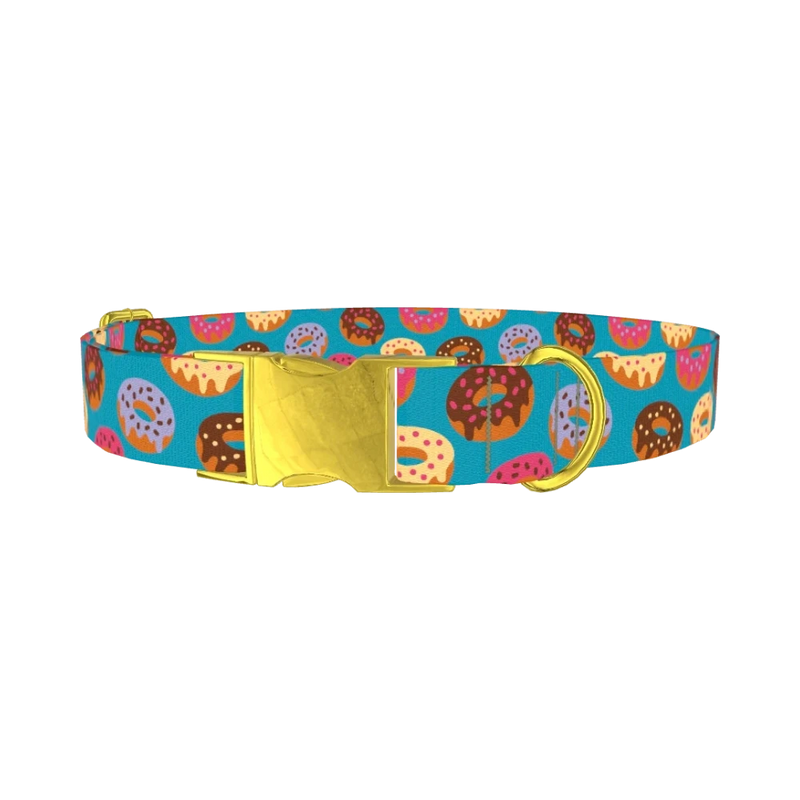 Donut Pattern Dog Collar - metal gold