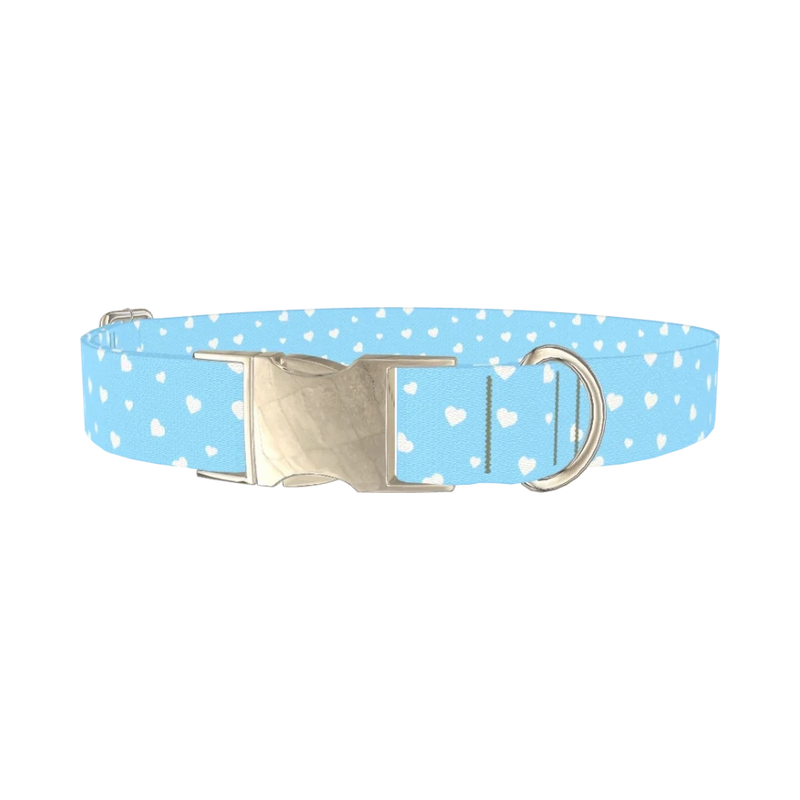 White Heart Pattern Dog Collar - metal silver
