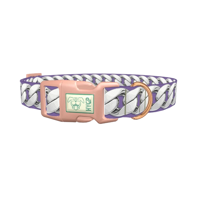 Silver Chain Lilac Dog Collar - plastic rose gold