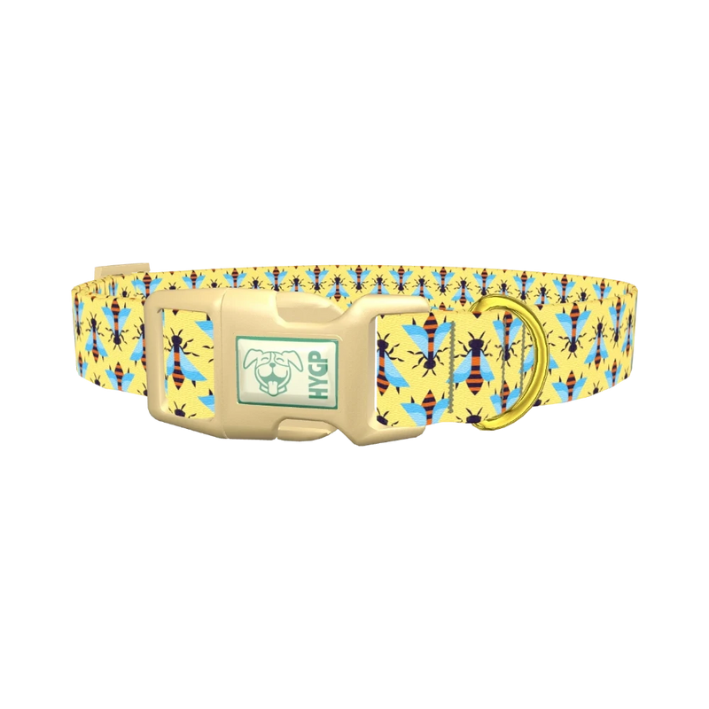 Stylized Bee Dog Collar - plastic gold