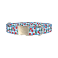 Gingham Cherry Dog Collar - metal silver