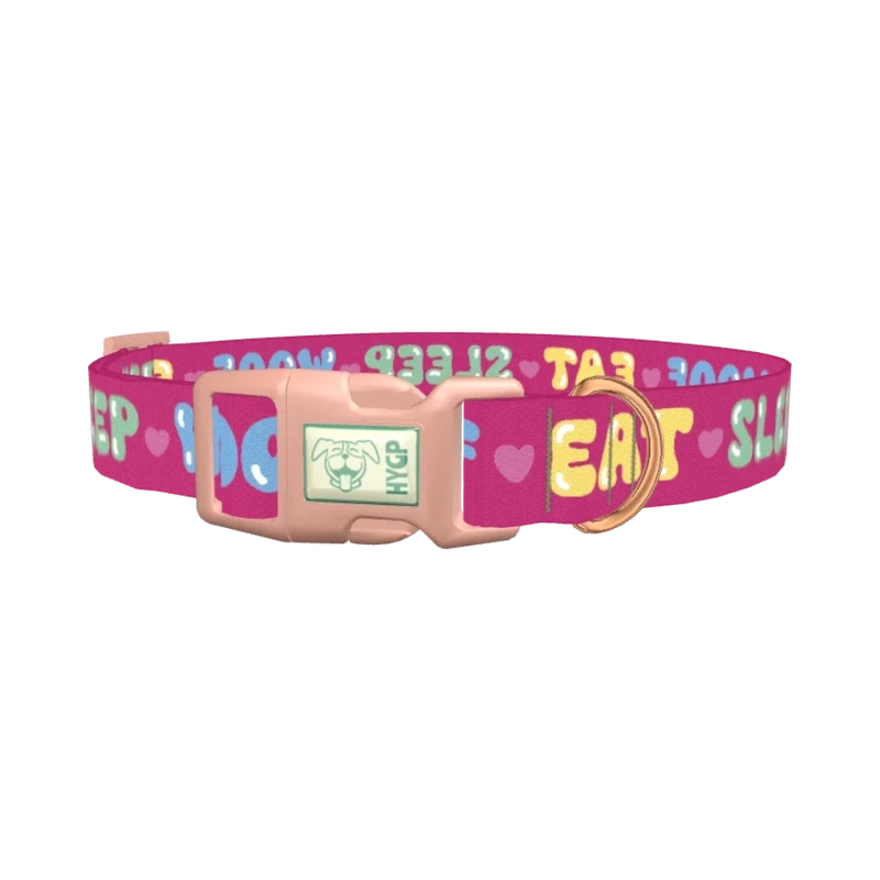 Colorful Text Heart Dog Collar - plastic rose gold