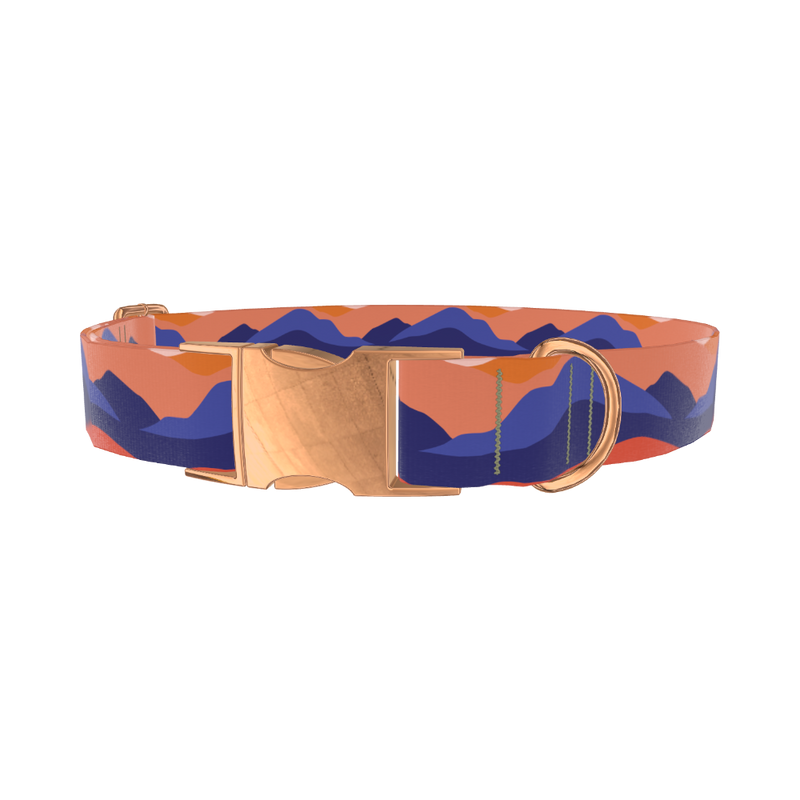Abstract Mountain Dog Collar - metal rose gold