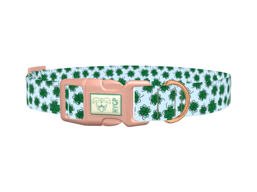 Blue Clover Pattern Dog Collar