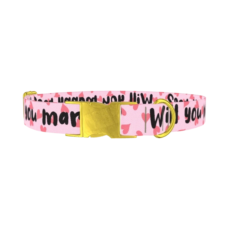 Heart Pattern Dog Collar - metal gold
