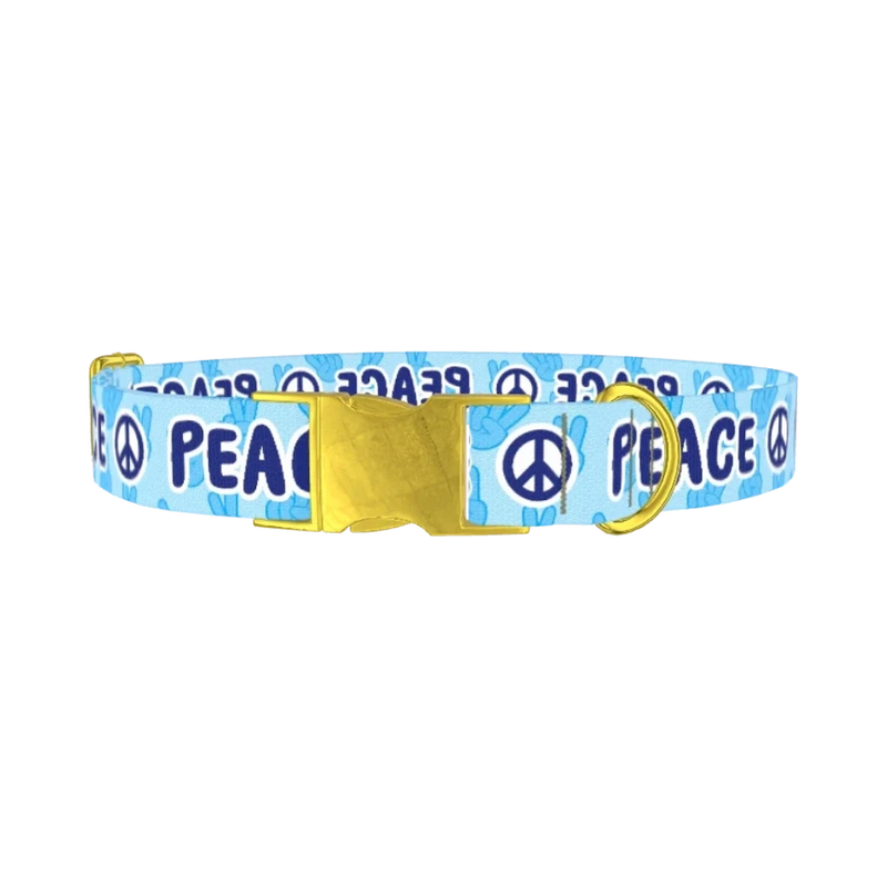 Peace Symbol Dog Collar - metal gold