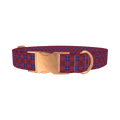 Red and Blue Plaid Dog Collar - metal rose gold