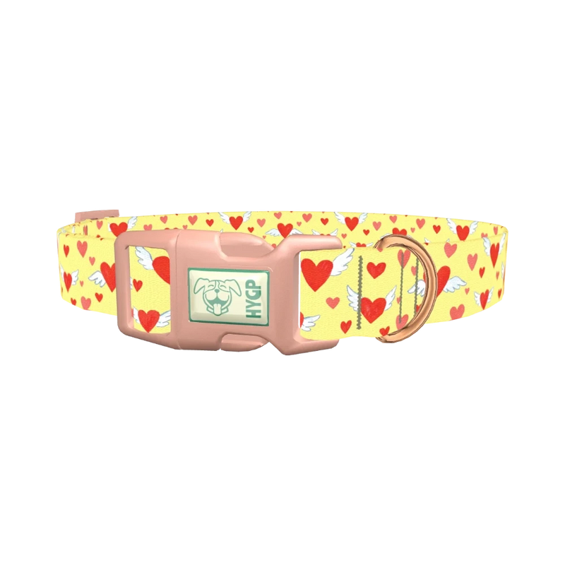 Flying Hearts Dog Collar - plastic rose gold
