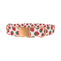 Red Strawberry Pattern Dog Collar - metal rose gold