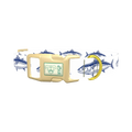Dark Blue Fish Pattern Dog Collar - plastic gold