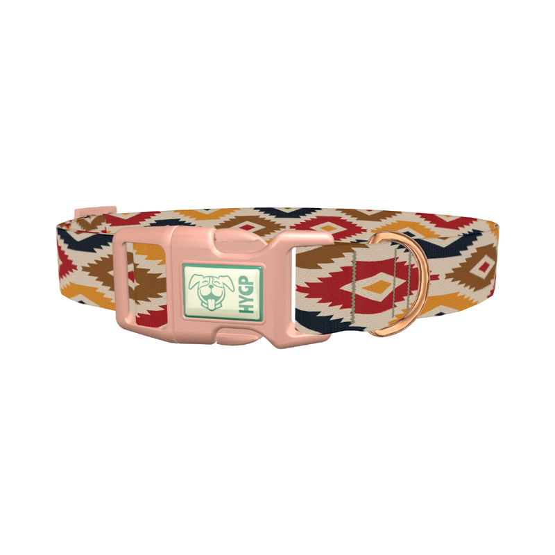 Tribal Rhombus Star Dog Collar - plastic rose gold