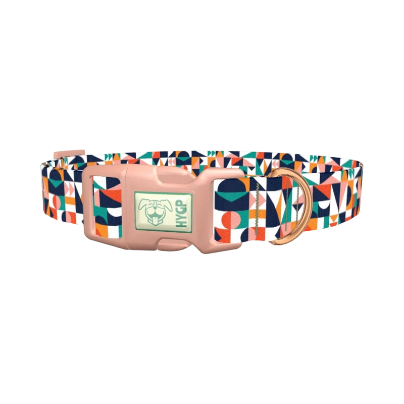 Colorful Geometric Shapes Dog Collar - plastic rose gold