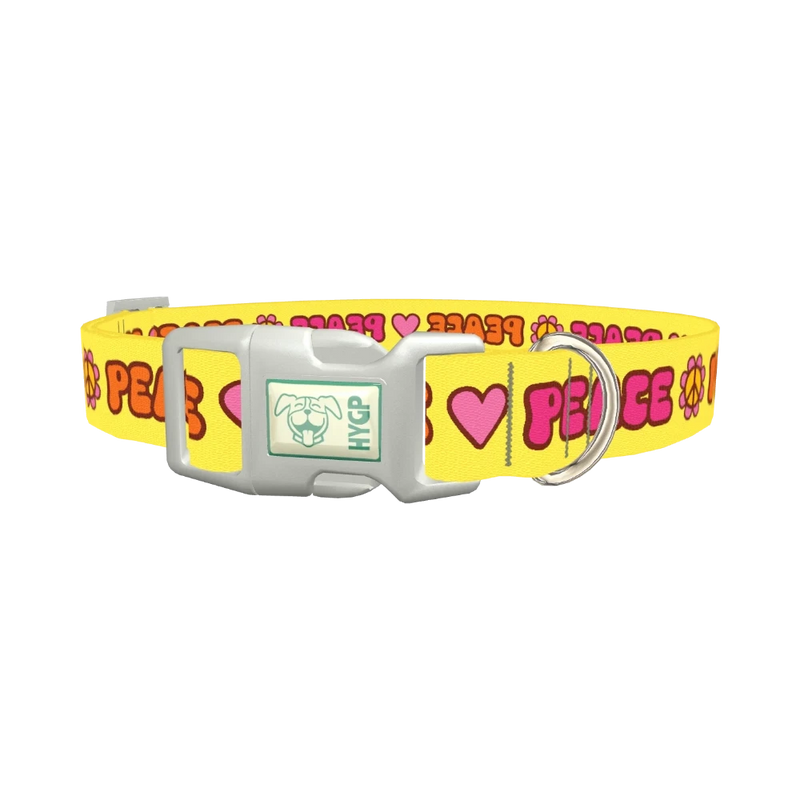 Peace Hippie Dog Collar - plastic silver